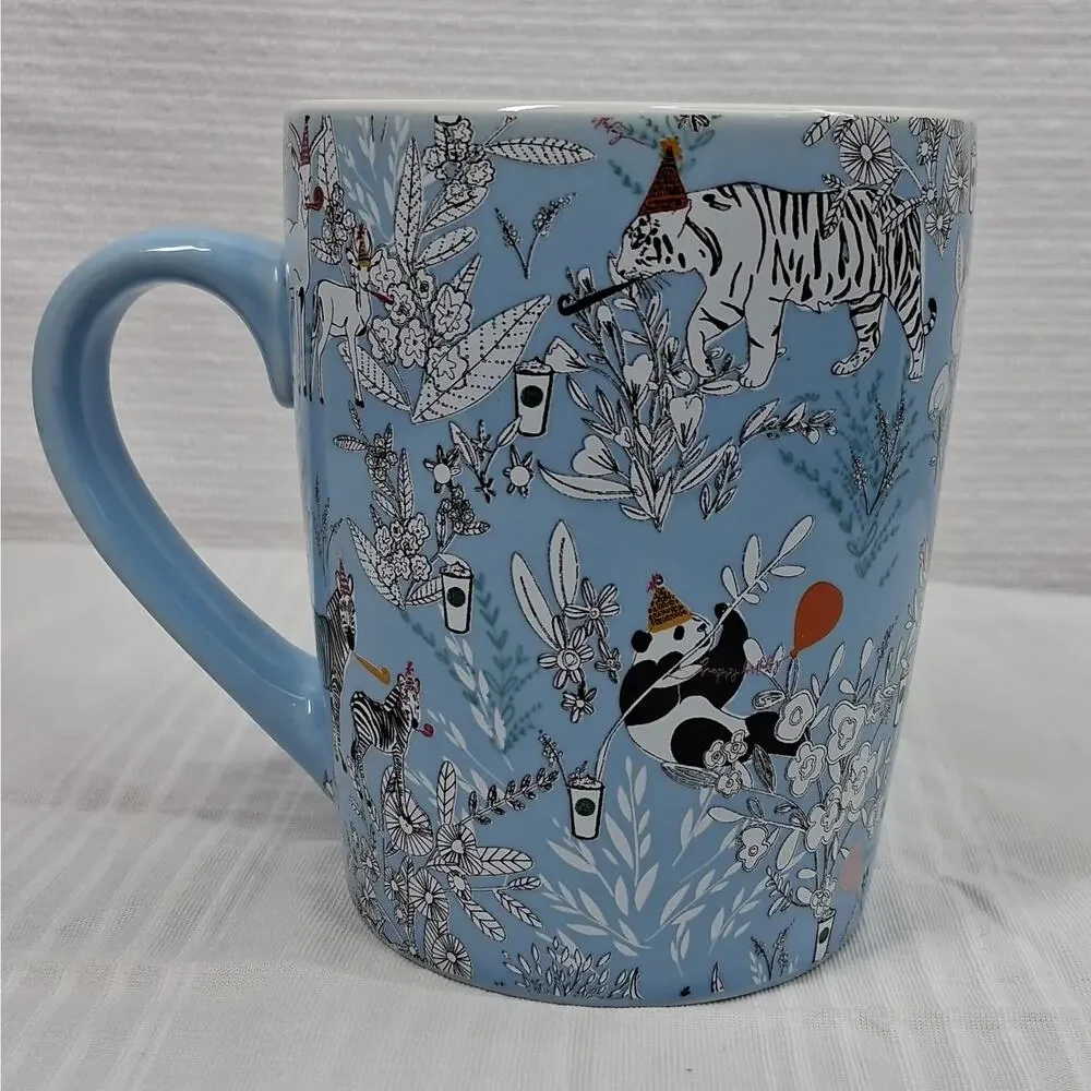 Starbucks 2020 Wild Zoo Animals Happy Birthday Blue Coffee Tea Mug Cup